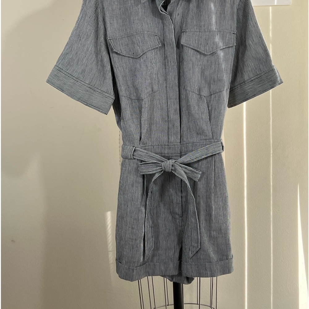 NWT🥼rag & bone Navy Stripe Surplus Romper SZ-10 - Picture 2 of 15